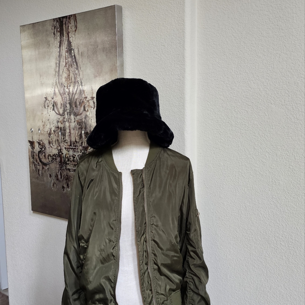 Olive Bomber Style Jacket - Picture 2 of 6